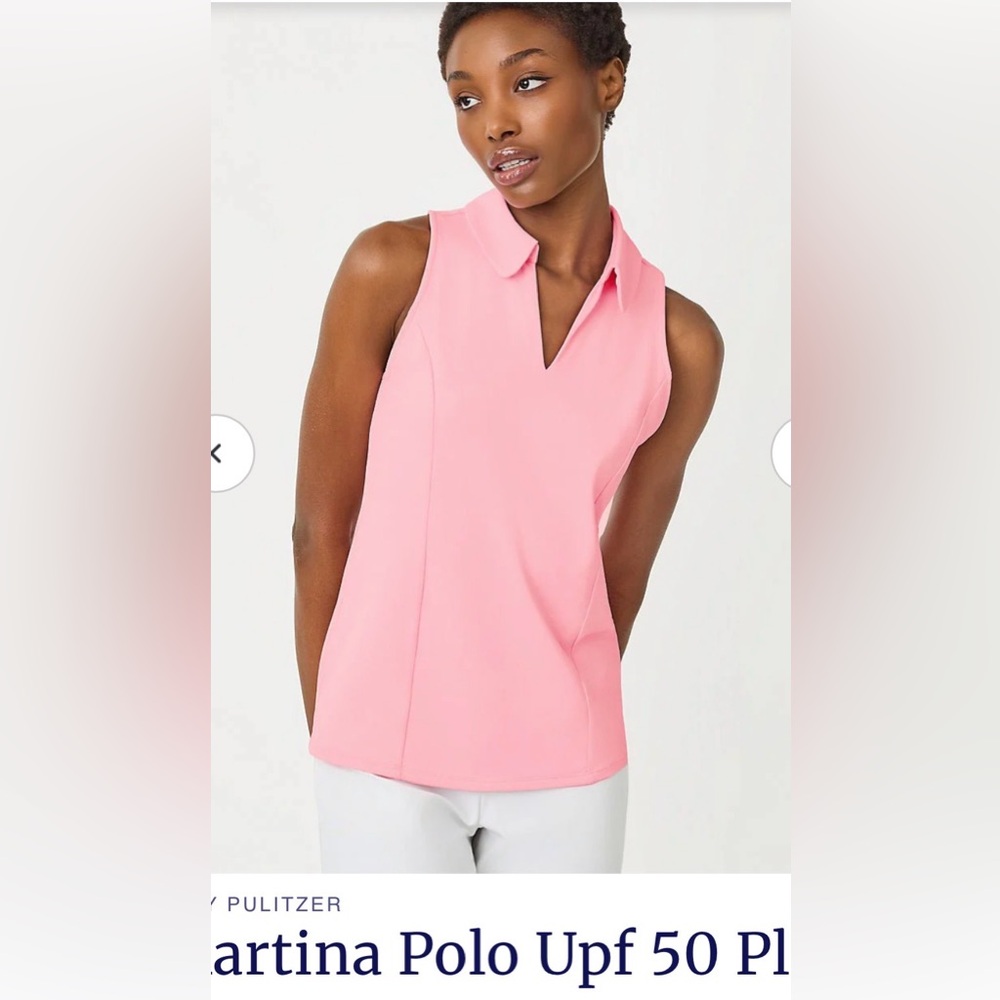 Lilly Pulitzer size med V-neck sleeveless Martina polo UPF 50+ conch shell pink